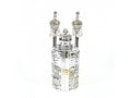 Silver Plated with Gold Accents Cylinder Torah Case with Scroll Replica - Large