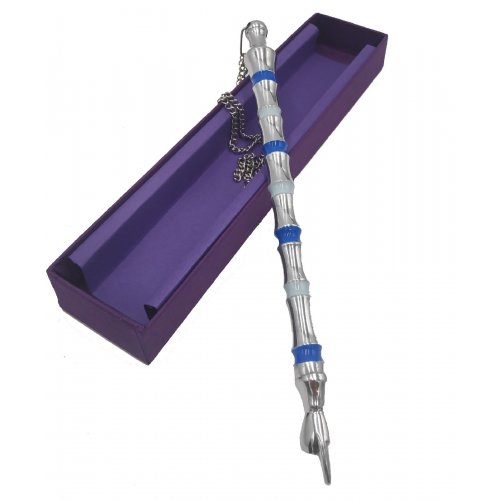 Torah Pointer Yad - Shades of Blue Stripes with Decorative Silver Design