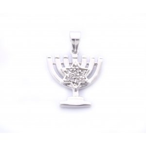 Gold Filled 7 Branch Menorah Pendant with Star of David