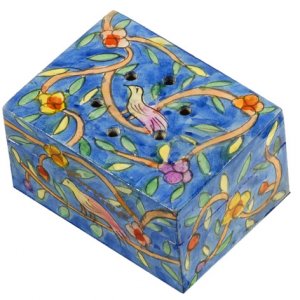 Yair Emanuel Hand Painted Wood Spice Box with Cloves - Oriental Forest
