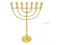 Extra Large Decorative Seven Branch Menorah, Gleaming Gold Brass  22