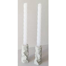 Graciela Noemi Handcrafted Origami Shabbat Candlesticks - Gray