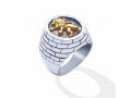Lion of Judah Ring for Men Jerusalem Wall Design 9k Gold and 925 Silver