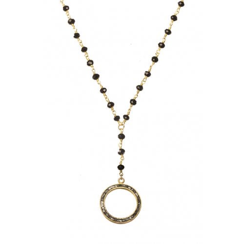 Open Circle Pendant on Beaded Chain by Haya Elfasi