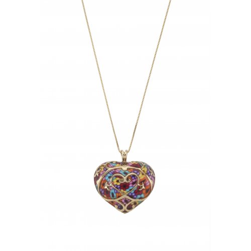 Thousand-Flowers Colorful Heart Pendant