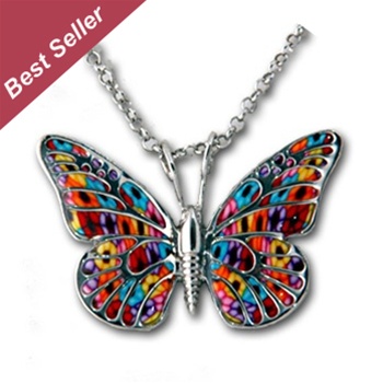 Millefiori Thousand-Flowers Butterfly Pendant