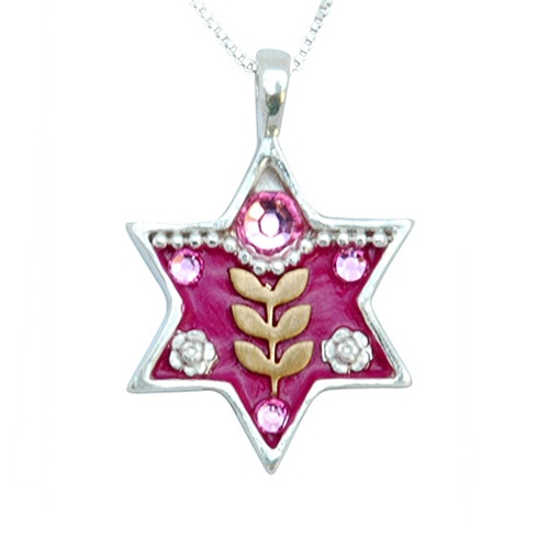 Pink Star of David Necklace by Ester Shahaf