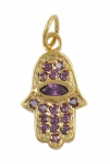 Gold Filled Hamsa Amethyst Pendant