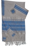 Gabrieli Silk Tallit Set  - White and Light Blue