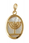 Gold Filled Mother of Pearl Menorah Pendant