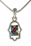 Hamsa Breastplate Rhodium Necklace