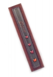 Dark Brown Wood Mezuzah with Glass Decorations