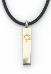 Star of David Mezuzah style pendant on Rubber Cord