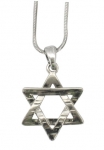 Rhodium Star of David Pendant Necklace