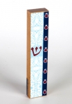 Shades of Blue with Pomegranate Mezuzah by Dorit