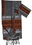 Gabrieli Silk Tallit Set - Gray and Copper