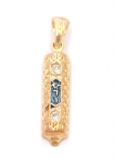 Gold Filled Oriental style Mezuzah Pendant with zircon
