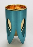 Caesarea Arts Goblet Lotus Collection- Light Blue With Gold