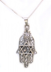 Sterling Silver Hamsa with Star of David Pendant