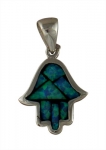 Silver and Opal Hamsa Pendant