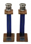 Blue Glass on Stone Candlesticks by Koresh