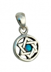 Silver and Opal Star of David Circle Pendant