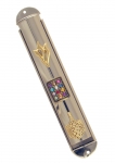 Round Nickel Two Tone Twelve Tribes Mezuzah Case