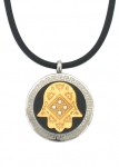 Zirconium Two-Tone Hamsa on Rubber Cord