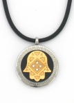 Zirconium Two-Tone Hamsa on Rubber Cord