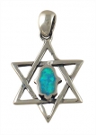 Silver and Opal Hamsa Star of David Pendant