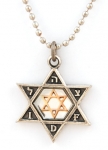 Israeli Army Star of David Bronze Pendant with Reflective Center