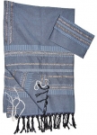 Gabrieli Cotton Tallit Set - Powder Blue with Silver