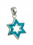 Silver and Opal Star of David Pendant