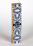 Black White Fleur de Lys Wood Mezuzah Case by Dorit