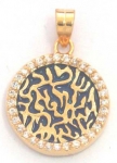 Gold Filled Round Blue Enamel Zircon Shema Pendant