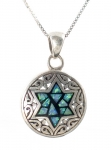 Sterling Silver and Opal Star of David Pendant