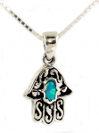 Opal Sterling Silver Hamsa Necklace