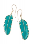 Small Turquoise Paradisaea Feather Earrings