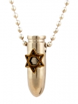 Israeli Army Bullet Metal Pendant - Star of David Symbol