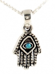 Silver and Opal Hamsa Necklace