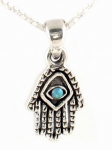Silver and Opal Hamsa Necklace