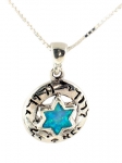 Silver and Opal Kaballah Star of David Pendant