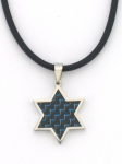 Blue Waves Rubber Cord Star of David necklace