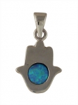 Silver and Opal Hamsa Pendant