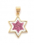 Pink Ruby and Zircon Star of David Pendant
