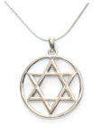 Rhodium Silver Necklace set with Large Magen David pendant