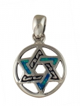Silver and Opal Star of David Pendant