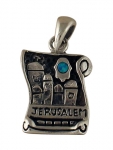 Silver and Opal Jerusalem Pendant