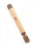 Two Color Wood Mezuzah with pewter Menorah