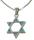 Rhodium Star of David Pendant Necklace with stones by aJudaica